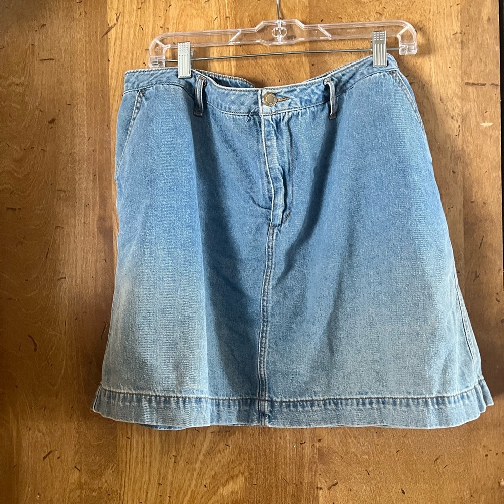 Woman Within Denim A-Line Skort - Light Blue
